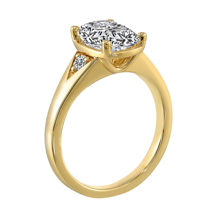 14Kt Yellow Semi Mount 1/10Ctw For 2Ct Elonatged Cushion Center