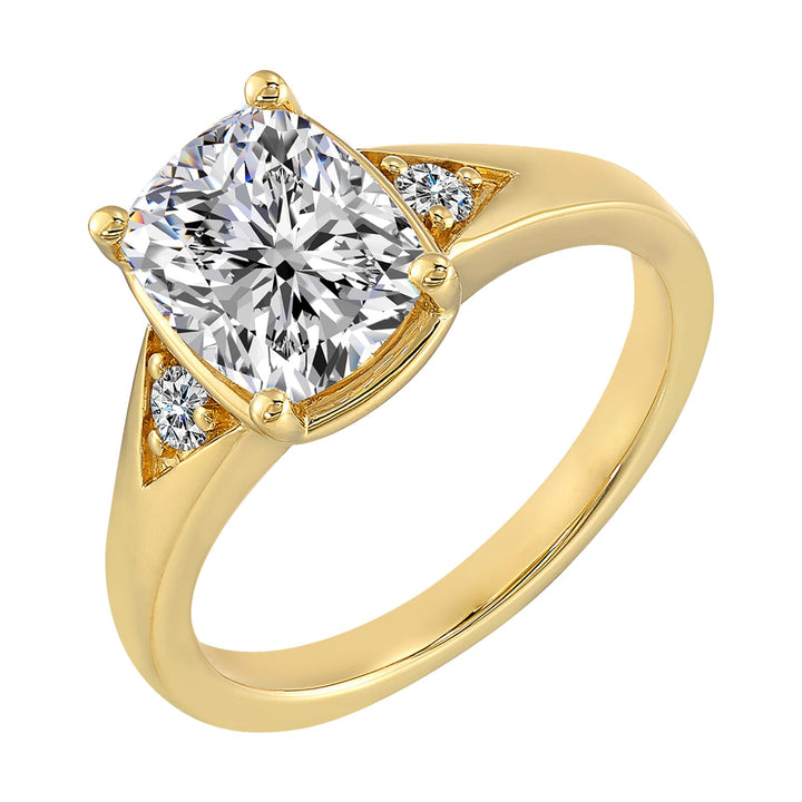 14Kt Yellow Semi Mount 1/8Ctw For 3Ct Enlongated Cushion Center