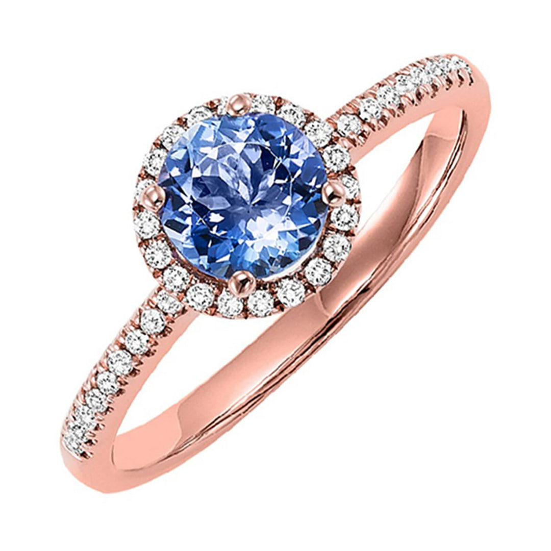 14Kt Rose Gold Diamond 5/8Ctw & Tanzanite 1Ctw Ring