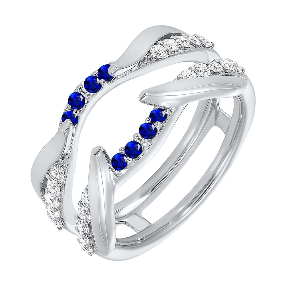 14Kt White Gold Diamond 1/3Ctw & Sapphire 1/4Ctw Ring