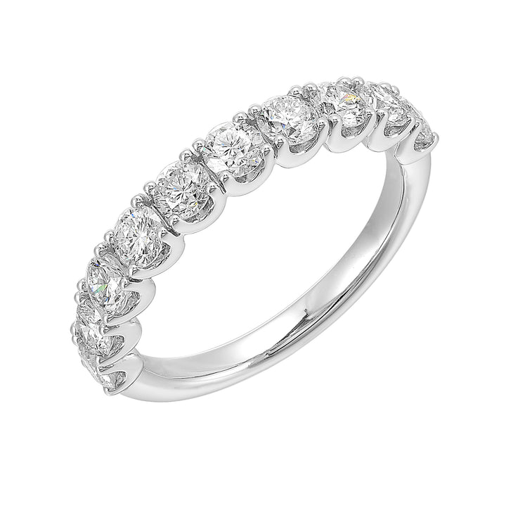 A classic half eternity band that will never go out of style is a the perfect match for your love.