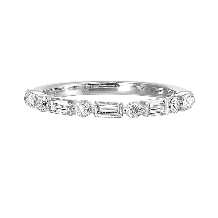 This stylish band features shimmering diamond baguettes alternating with round diamonds for an eye catching look.˜