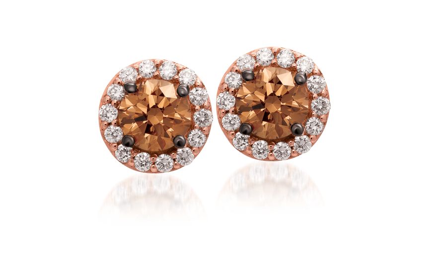 14K STRAWBERRY GOLD DIAMOND  EARRINGS