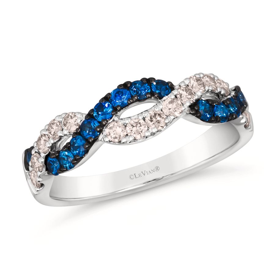 14K WHITE GOLD DIAMOND SAPPHIRE RING