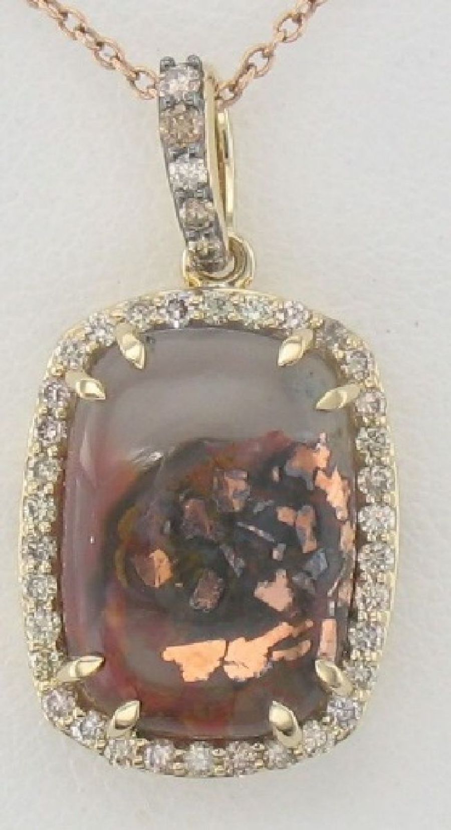 14K STRAWBERRY GOLD DIAMOND AQUADITE BLACK PENDANT