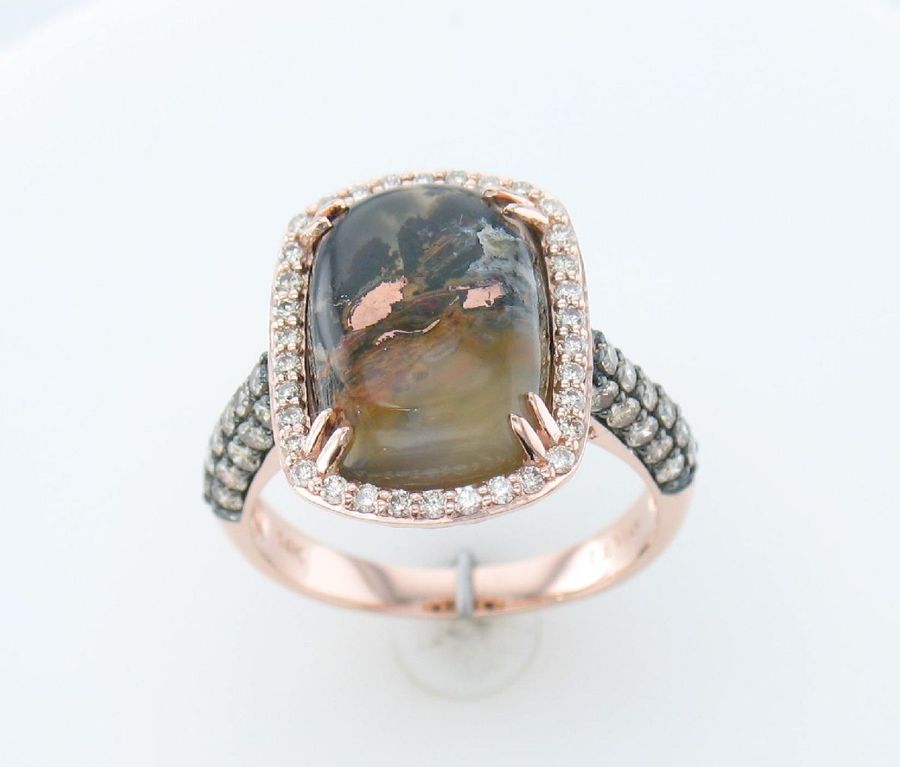 14K STRAWBERRY GOLD DIAMOND AQUADITE BLACK RING
