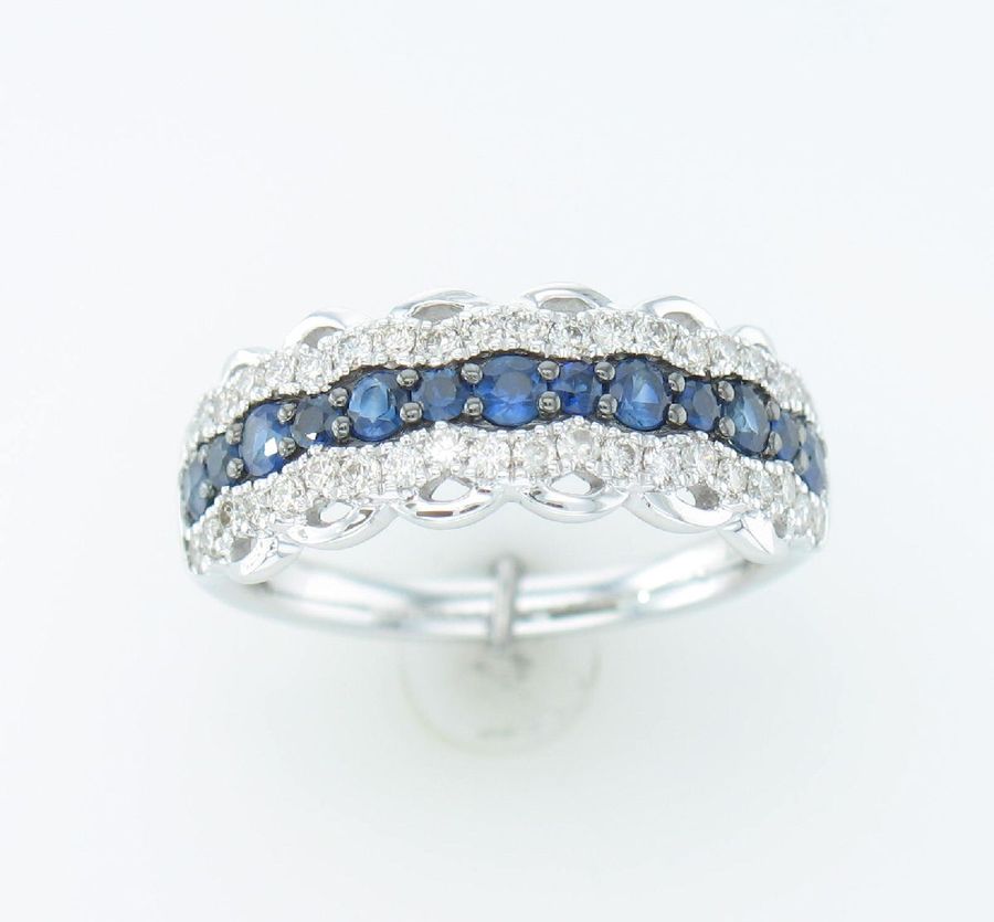 14K WHITE GOLD DIAMOND SAPPHIRE RING