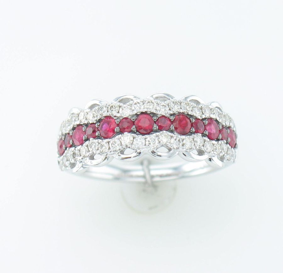 14K WHITE GOLD DIAMOND RUBY RING