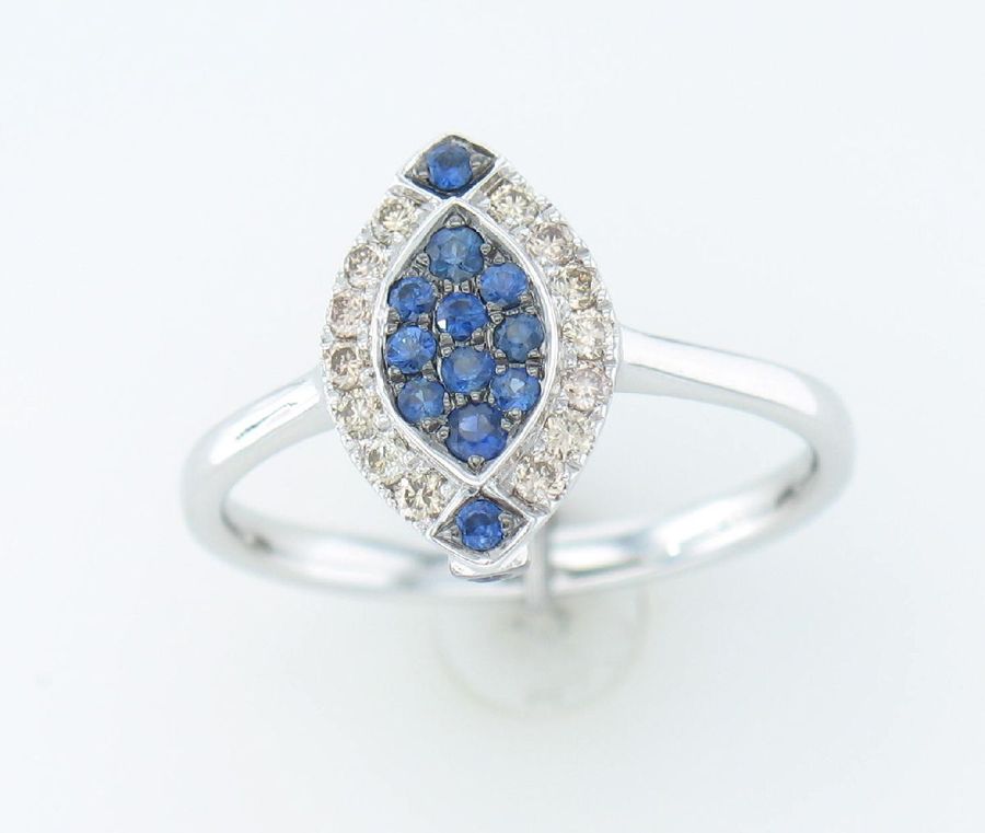 14K WHITE GOLD DIAMOND SAPPHIRE RING