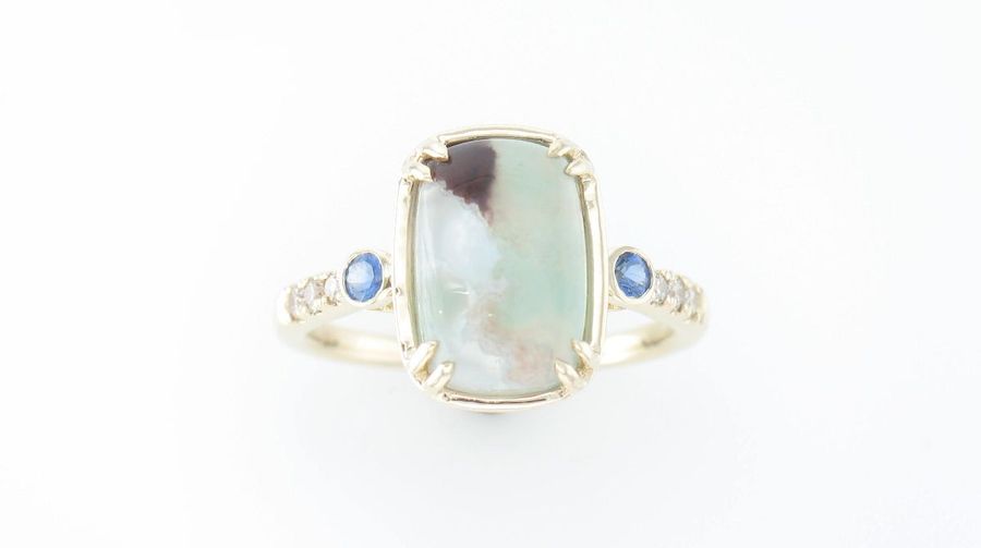 14K YELLOW GOLD DIAMOND AQUAPRASE CANDY, SAPPHIRE