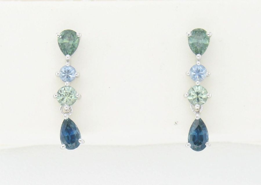 14K WHITE GOLD MONTANA SAPPHIRE EARRINGS