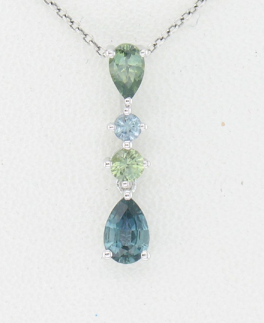 14K WHITE GOLD MONTANA SAPPHIRE PENDANT