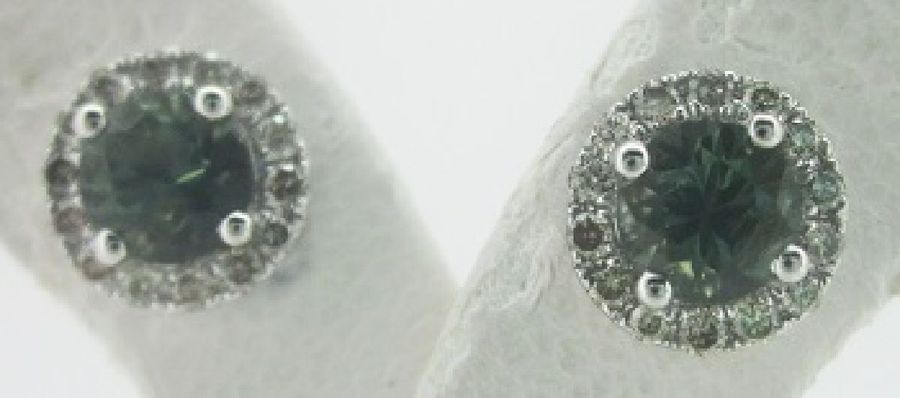 14K WHITE GOLD DIAMOND MONTANA SAPPHIRE EARRINGS