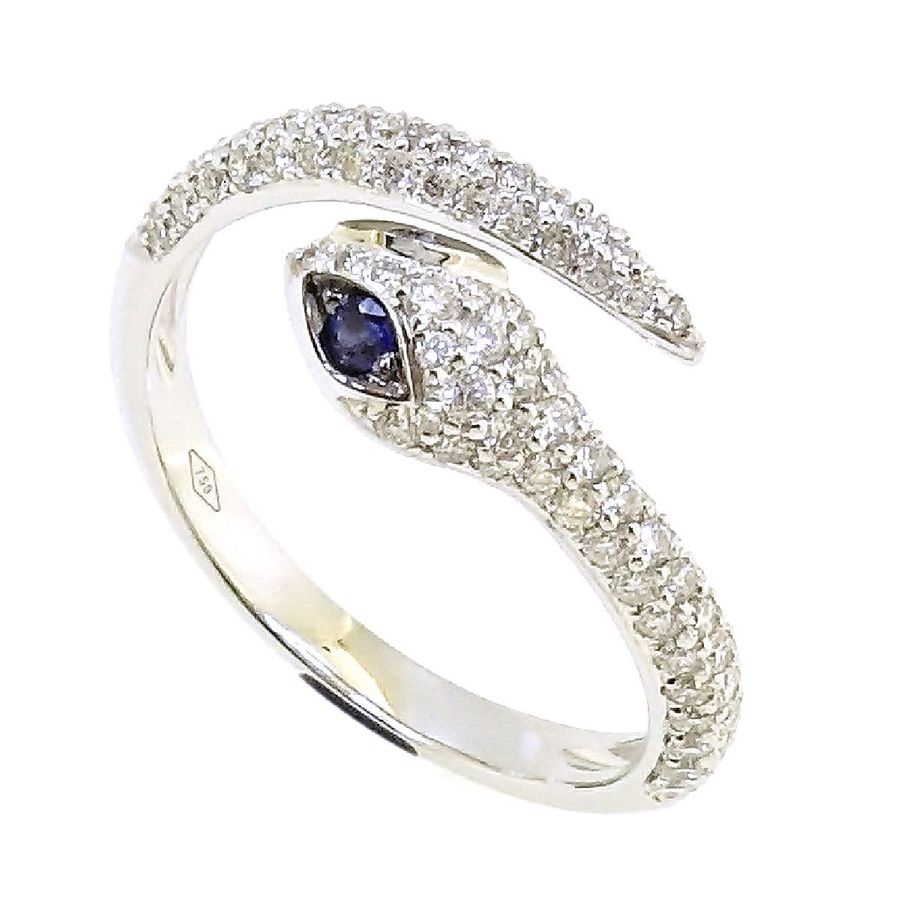 14K WHITE GOLD DIAMOND SAPPHIRE RING