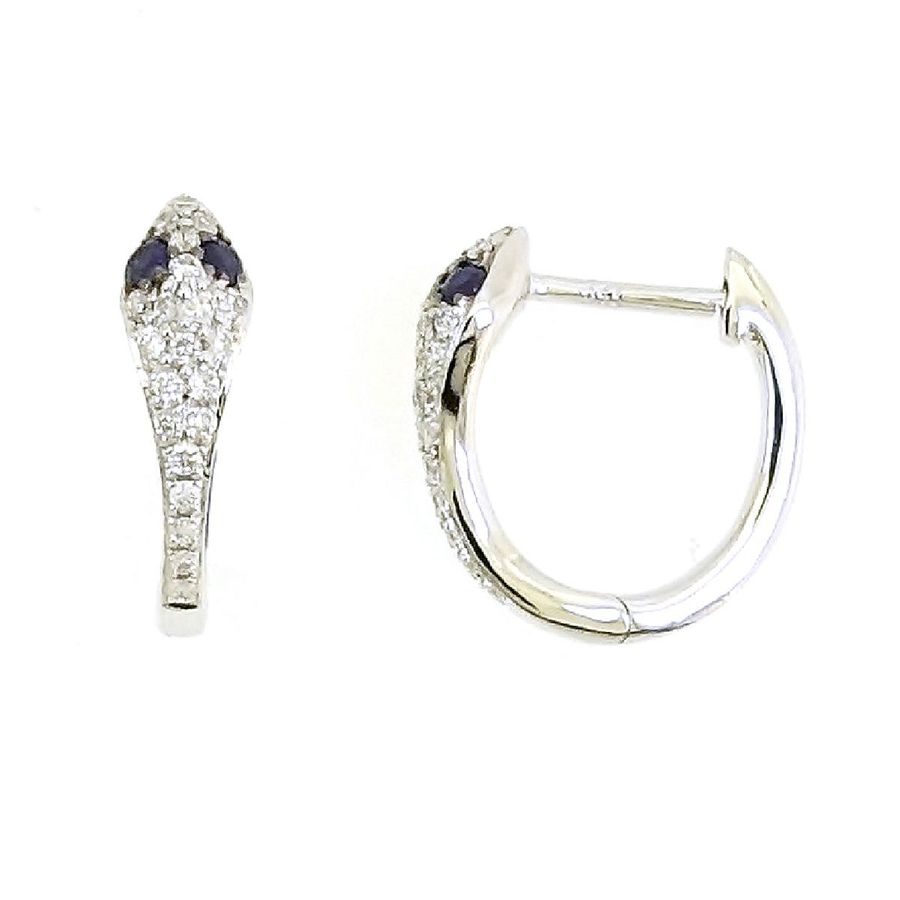 14K WHITE GOLD DIAMOND SAPPHIRE EARRINGS
