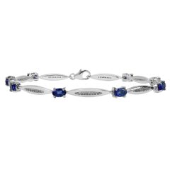 4.80 Oval Shaped Created Sapphire 925 Sterling Silver Bracelet - 7 IN