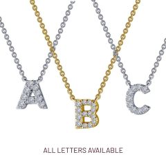 Diamond Initial Necklace in Sterling Silver - Choose Color/Letter