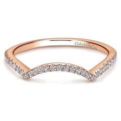 Gabriel&Co. Wedding Band 14k Pink Gold Diamond Curved - Front