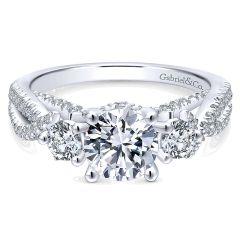Gabriel&Co. 14K White Gold Diamond 3 Stones 14K White Gold Engagement Ring ER12619R4W44Jj - Front