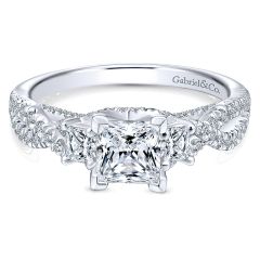Gabriel&Co. 14K White Gold Diamond 3 Stones 14K White Gold Engagement Ring ER12663S3W44Jj - Front