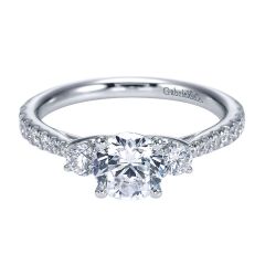 Gabriel&Co. Engagement Ring 14k White Gold Diamond 3 Stones - Front