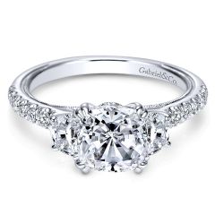 Gabriel&Co. 14K White Gold Diamond 3 Stones 14K White Gold Engagement Ring ER9186W44Jj - Front