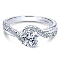 Gabriel&Co. Engagement Ring 14k White Gold Diamond Bypass - Front