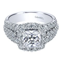 Gabriel&Co. Engagement Ring 14k White Gold Diamond Halo - Front