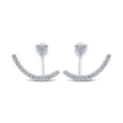 Gabriel&Co. 14k White Gold Diamond Peek A Boo Earrings - Front