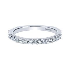 Gabriel&Co. 14k White Gold Diamond Stackable Ladies' Ring - Front