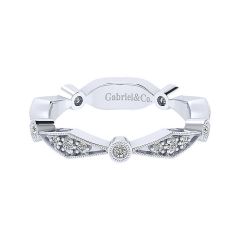 Gabriel&Co. 14k White Gold Diamond Stackable Ladies' Ring - Front