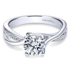 Gabriel&Co. 14K White Gold Pave Diamond Bypass 14K White Gold Engagement Ring ER6360W44Jj - Front