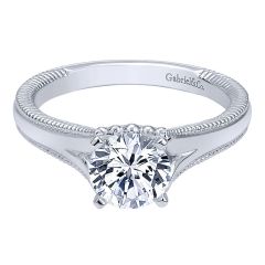 Gabriel&Co. Engagement Ring 14k White Gold Split Shank - Front
