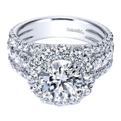 Gabriel&Co. 18K White Gold Diamond Halo 18K White Gold Engagement Ring ER8322W84Jj - Front