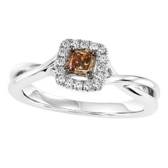 14K Diamond Engagement Ring 3/8 ctw including Brown Diamond Center