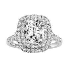 14K Diamond Engagement Ring 1/2 ctw with 1 1/2 ct Cushion Center