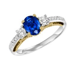14K Diamond Engagement Ring 3/8 ctw ( Sapphire Center)
