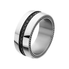 Stainless Steel Ring with Black CZ in the middle